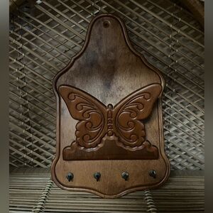 Vintage Wood Key and Mail Holder